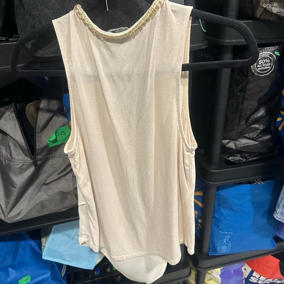 Bebe Cream Tank Top with Gold Chain Detail - Picture 3 of 3